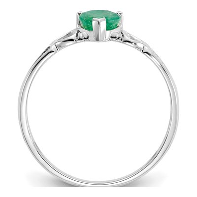 10K White Gold Emerald Heart Birthstone Ring – view 3