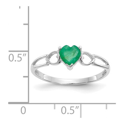 10K White Gold Emerald Heart Birthstone Ring – view 6