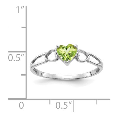 10K White Gold Peridot Heart Ring – view 4
