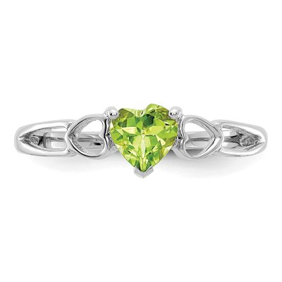 10K White Gold Peridot Heart Ring – view 6