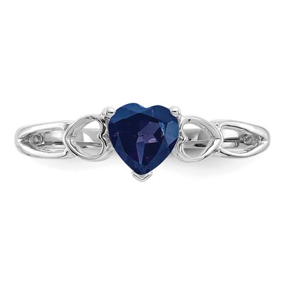 10K White Gold Sapphire Heart Birthstone Ring – view 5