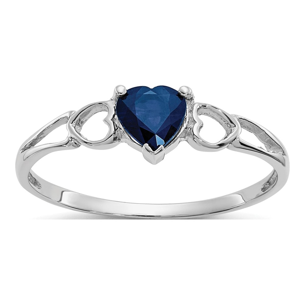10K White Gold Sapphire Heart Birthstone Ring
