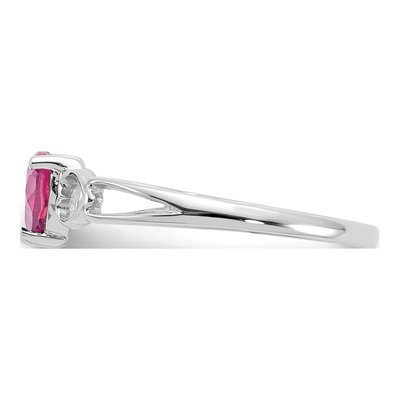 10K White Gold Pink Tourmaline Heart Ring – view 4