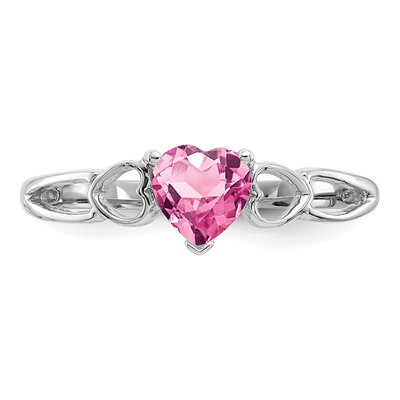 10K White Gold Pink Tourmaline Heart Ring – view 5