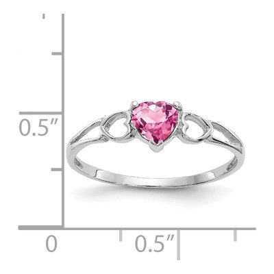 10K White Gold Pink Tourmaline Heart Ring – view 6