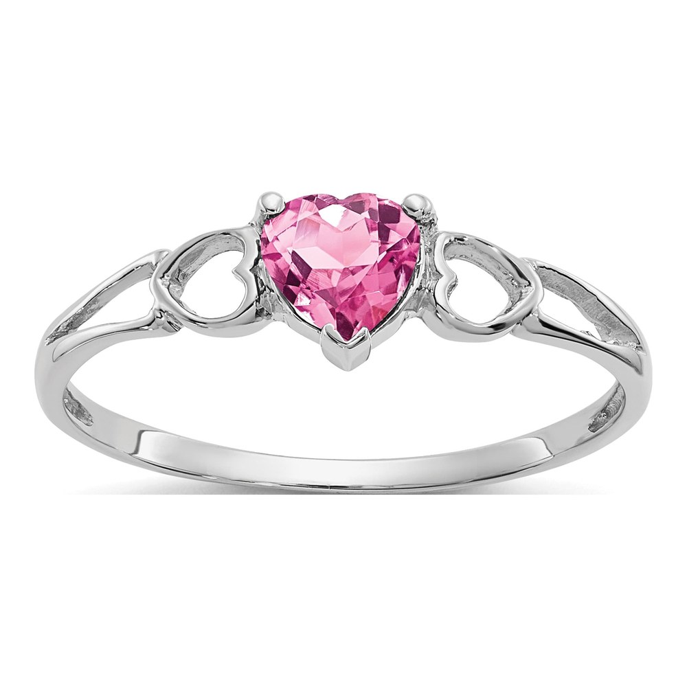 10K White Gold Pink Tourmaline Heart Ring