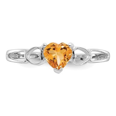 10K White Gold Citrine Heart Ring – view 5