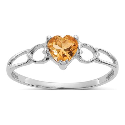 10K White Gold Citrine Heart Ring