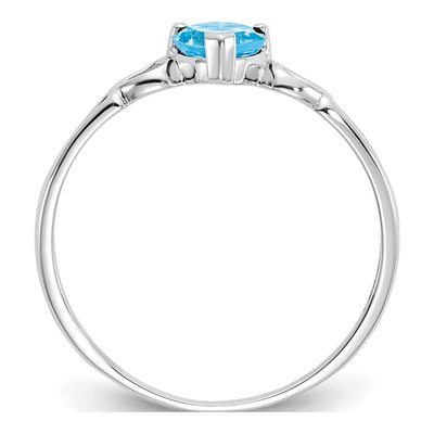 10K White Gold Swiss Blue Topaz Heart Birthstone Ring – view 3