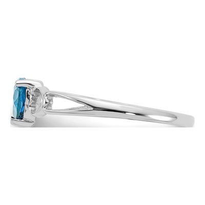 10K White Gold Swiss Blue Topaz Heart Birthstone Ring – view 4