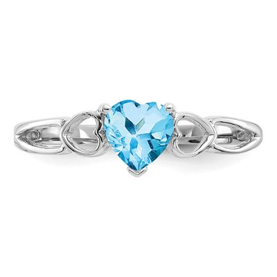 10K White Gold Swiss Blue Topaz Heart Birthstone Ring – view 5