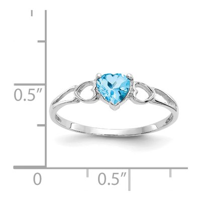 10K White Gold Swiss Blue Topaz Heart Birthstone Ring – view 6