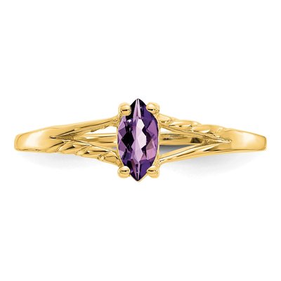 10K Yellow Gold Amethyst Marquise Ring – view 5