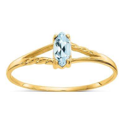 10K Yellow Gold Aquamarine Marquise Ring