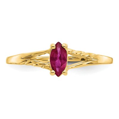 10K Yellow Gold Ruby Marquise Ring – view 5