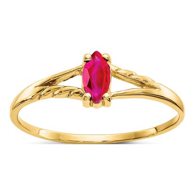 10K Yellow Gold Ruby Marquise Ring