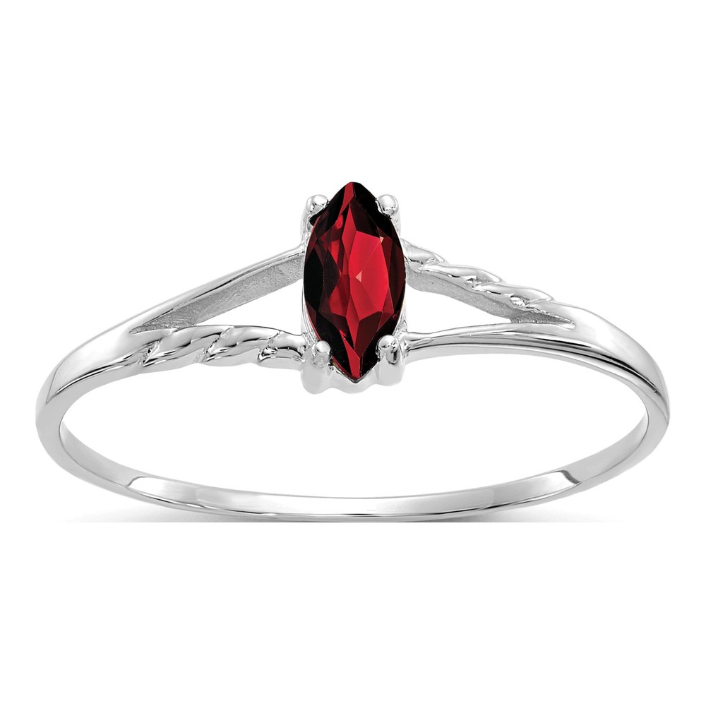 10K White Gold Garnet Marquise Ring