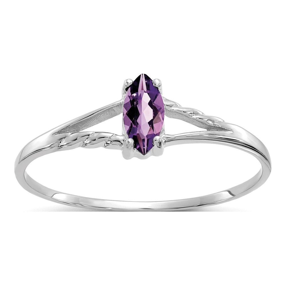 10K White Gold Amethyst Marquise Ring