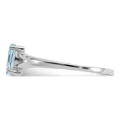 10K White Gold Genuine Aquamarine Marquise Ring – view 4