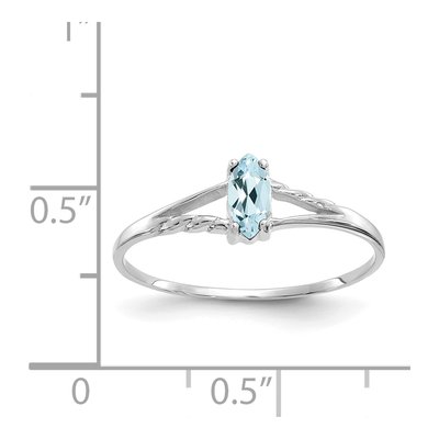 10K White Gold Genuine Aquamarine Marquise Ring – view 6