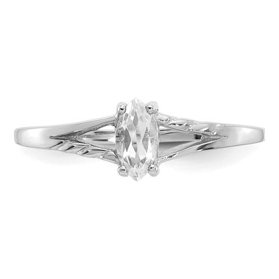 10K White Gold White Topaz Marquise Ring – view 5