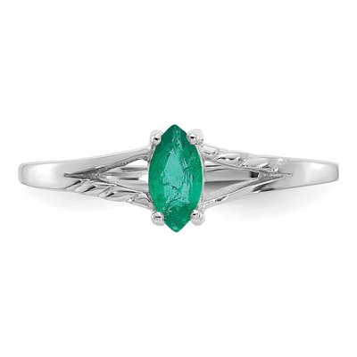 10K White Gold Emerald Marquise Ring – view 5