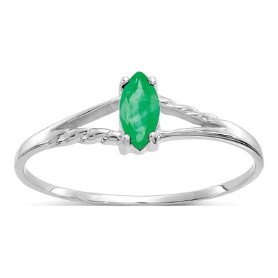 10K White Gold Emerald Marquise Ring