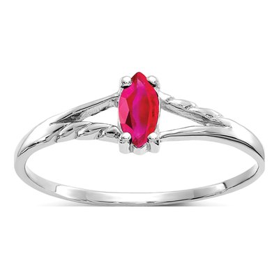 10K White Gold Ruby Marquise Ring