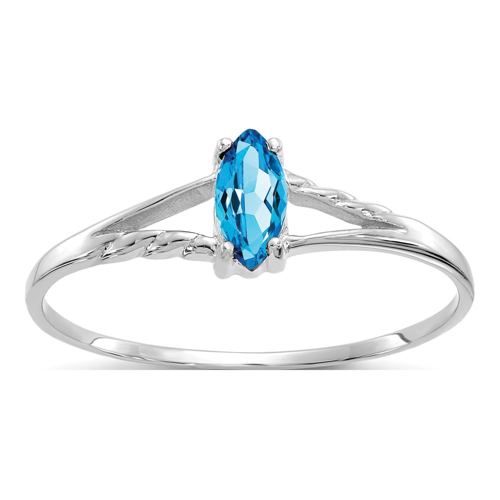 10K White Gold Swiss Blue Topaz Marquise Ring