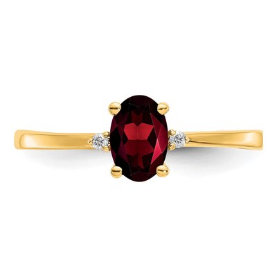 10K Yellow Gold Garnet & Diamond Oval January Birthstone Ring – view 5