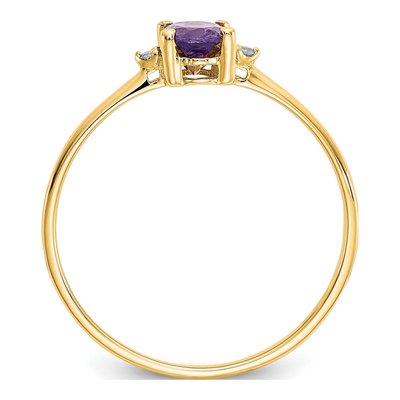 10K Yellow Gold Amethyst & Diamond Birthstone Ring – view 3