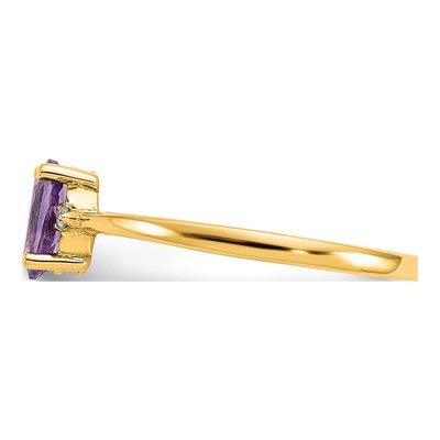 10K Yellow Gold Amethyst & Diamond Birthstone Ring – view 4
