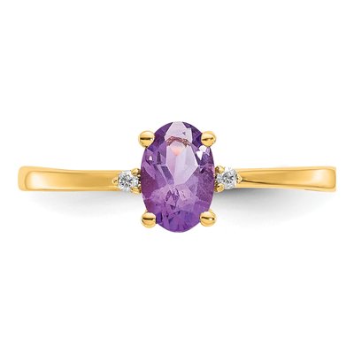 10K Yellow Gold Amethyst & Diamond Birthstone Ring – view 5
