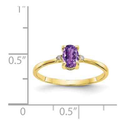 10K Yellow Gold Amethyst & Diamond Birthstone Ring – view 6