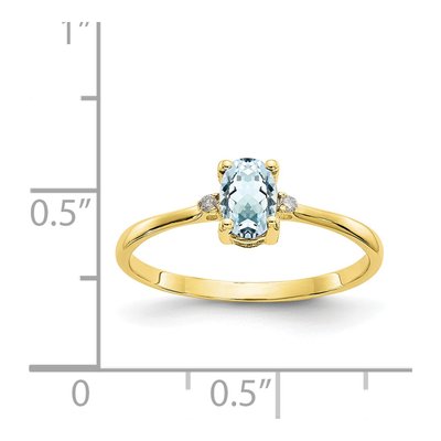 10K Yellow Gold Aquamarine & Diamond Oval March Birthstone Ring – view 6