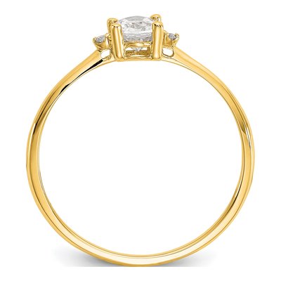 10K Yellow Gold White Topaz & Diamond Birthstone Ring – view 3