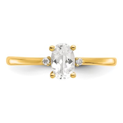 10K Yellow Gold White Topaz & Diamond Birthstone Ring – view 5
