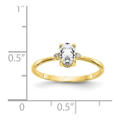 10K Yellow Gold White Topaz & Diamond Birthstone Ring – view 6