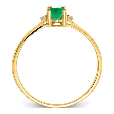 10K Yellow Gold Emerald & Diamond Oval May Birthstone Ring – view 3