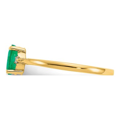10K Yellow Gold Emerald & Diamond Oval May Birthstone Ring – view 4