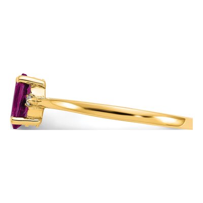 10K Yellow Gold Rhodolite Garnet & Diamond Oval June Birthstone Ring – view 4
