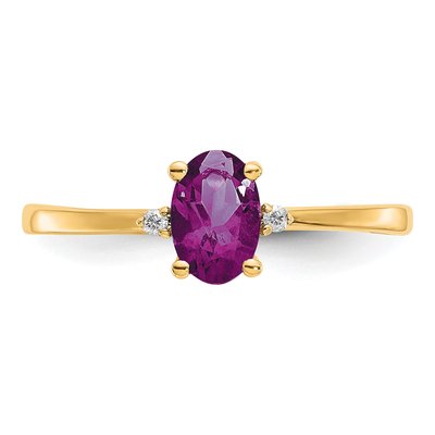 10K Yellow Gold Rhodolite Garnet & Diamond Oval June Birthstone Ring – view 5