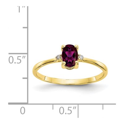 10K Yellow Gold Rhodolite Garnet & Diamond Oval June Birthstone Ring – view 6