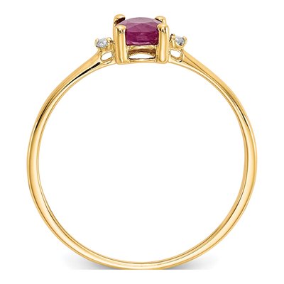 10K Yellow Gold Ruby & Diamond Birthstone Ring – view 3