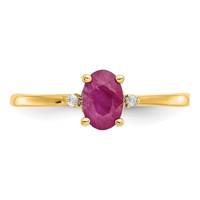 10K Yellow Gold Ruby & Diamond Birthstone Ring – view 5