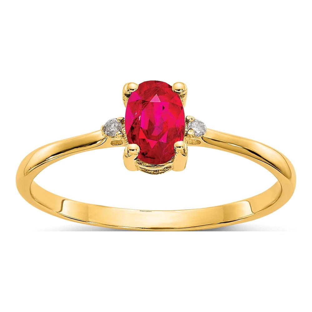 10K Yellow Gold Ruby & Diamond Birthstone Ring