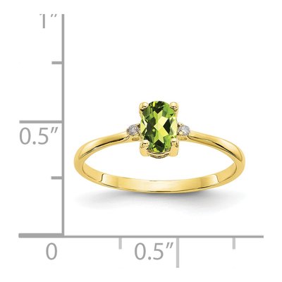 10K Yellow Gold Peridot & Diamond Birthstone Ring – view 6