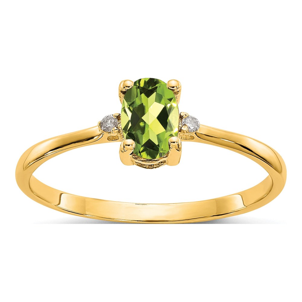 10K Yellow Gold Peridot & Diamond Birthstone Ring