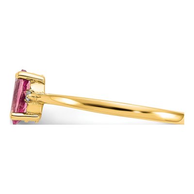 10K Yellow Gold Pink Tourmaline & Diamond Ring – view 4