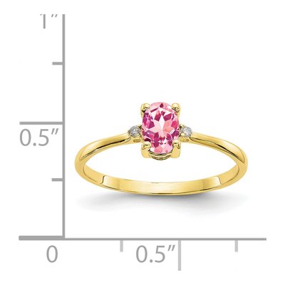 10K Yellow Gold Pink Tourmaline & Diamond Ring – view 6